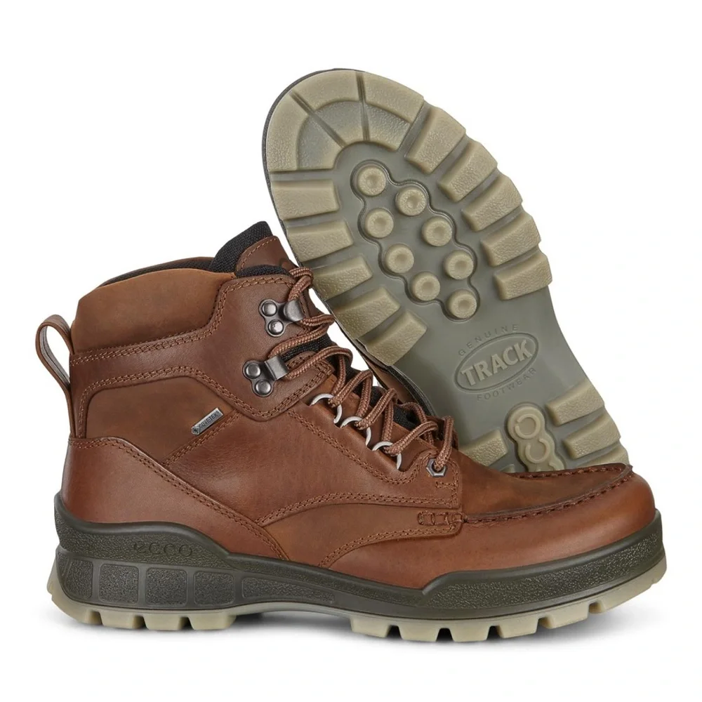NEW ECCO Men’s Track 25 High Gore Tex Hiking Boot Bison brown leather size US 5